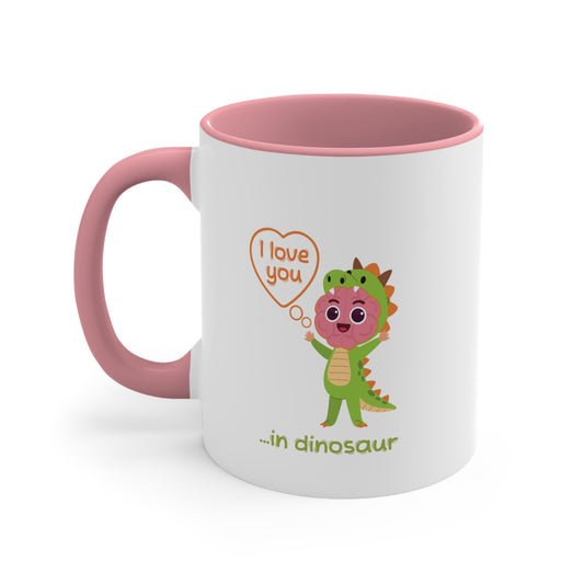 Personalized - 'Rawrrr Means I Love You In Dinosaur' - Child's Mug - Accent Coffee Mug, 11oz