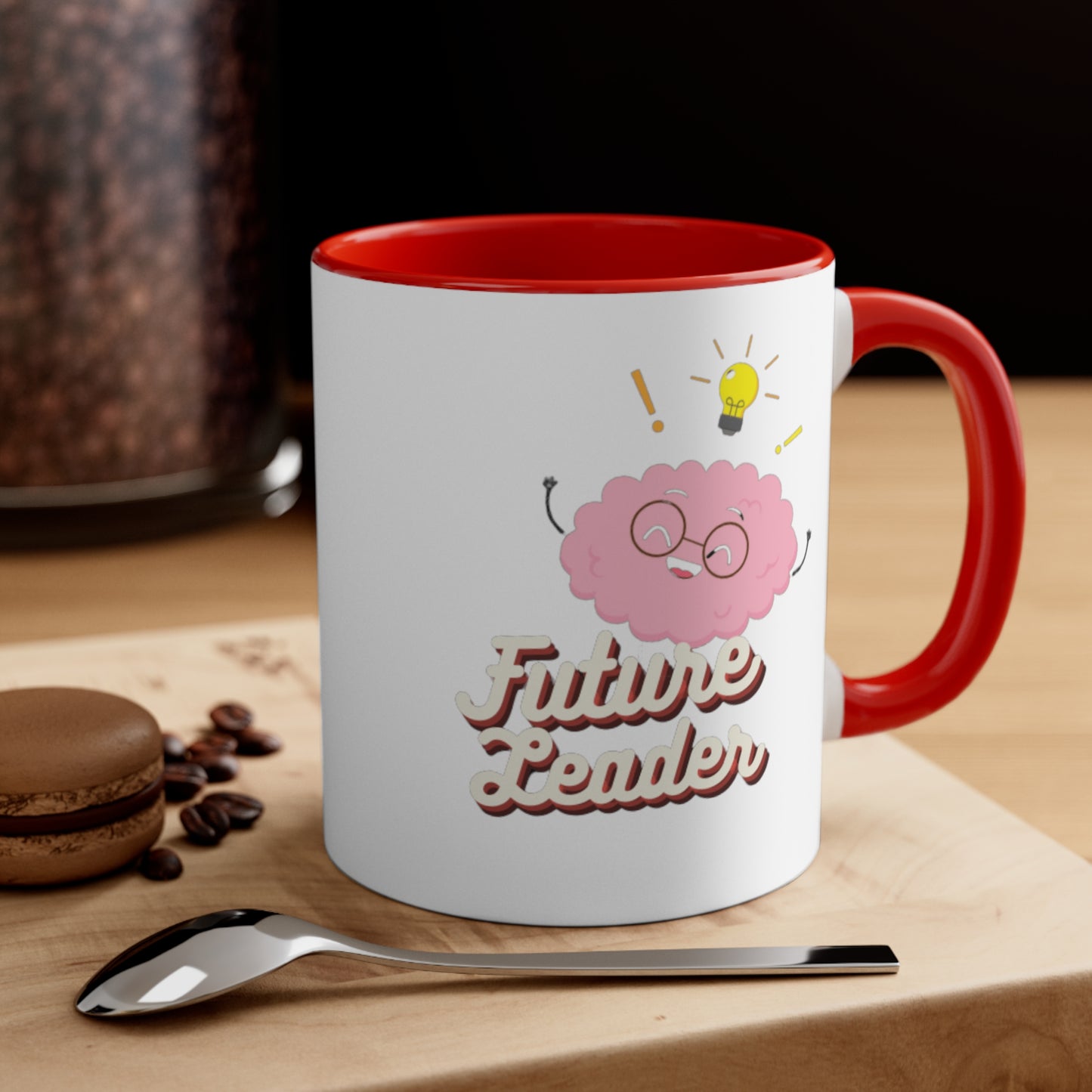 Personalized - 'Future Leader' - Accent Mug, 11oz - Motivational Cup For Children - Child's Name Printed On Order