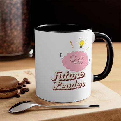 Personalized - 'Future Leader' - Accent Mug, 11oz - Motivational Cup For Children - Child's Name Printed On Order