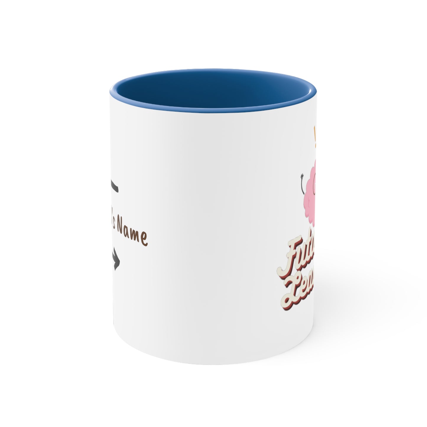 Personalized - 'Future Leader' - Accent Mug, 11oz - Motivational Cup For Children - Child's Name Printed On Order