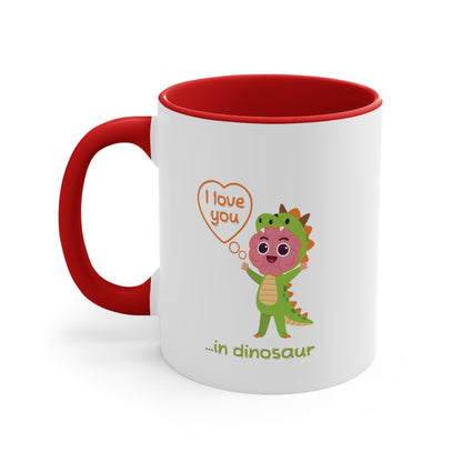 Personalized - 'Rawrrr Means I Love You In Dinosaur' - Child's Mug - Accent Coffee Mug, 11oz