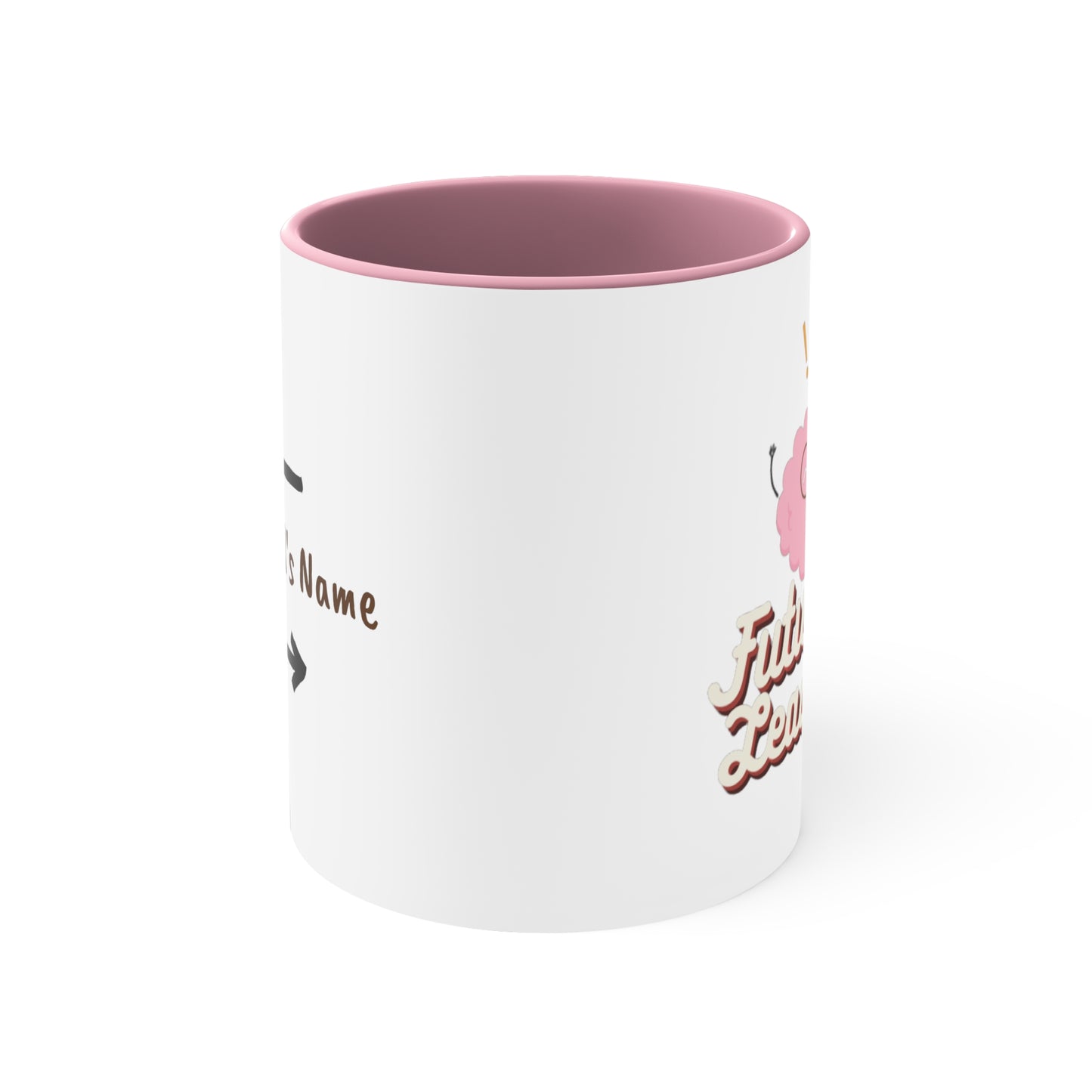 Personalized - 'Future Leader' - Accent Mug, 11oz - Motivational Cup For Children - Child's Name Printed On Order